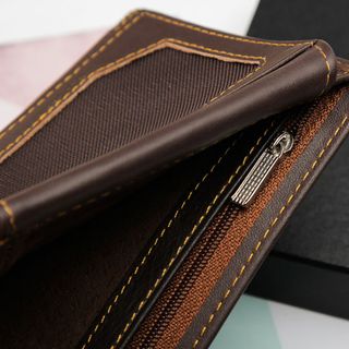 Ví nam da bò 4U kiểu dáng ngang lịch lãm F112 đen - nâu