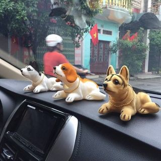 Chó Lắc Lư Trang Trí Taplo Ô Tô Bàn Làm Việc - Loại cao cấp - Mầu Vàng Đen