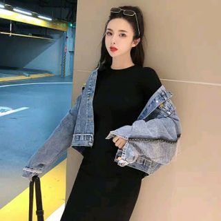 áo khoác jean nữ đính cườm DV00607602
