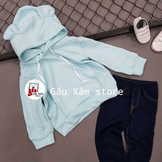 HOODIE NỈ TAI GẤU TRƠN MÀU