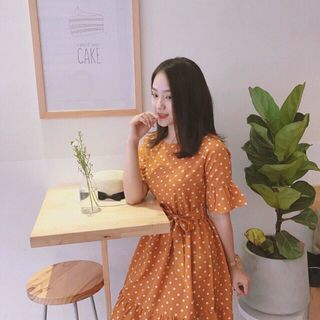 Đầm chấm bi bèo nhún