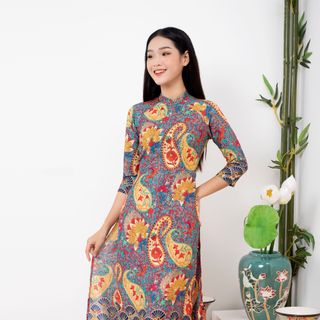 Áo Dài Thổ Cẩm Cao Cấp - Hình thật sản phẩm 100