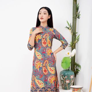 Áo Dài Thổ Cẩm Cao Cấp - Hình thật sản phẩm 100