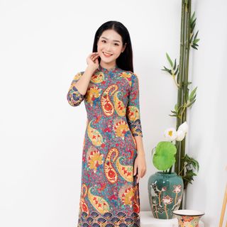 Áo Dài Thổ Cẩm Cao Cấp - Hình thật sản phẩm 100