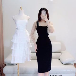 Đầm Ôm Body tay phối lưới