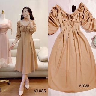 Đầm Trơn rút dây tay lửng