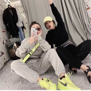 đồ bộ thể thao nữ mùa hè đẹp hàn quốc giá rẻ croptop bo chữ BN 45198 Kèm Ảnh Thật