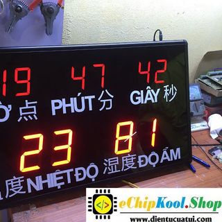 Đồng hồ treo tường led Nhiệt Độ - Độ ẩm - Thời gian thực - KT 45 x 76 x 5 cm