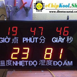 Đồng hồ treo tường led Nhiệt Độ - Độ ẩm - Thời gian thực - KT 45 x 76 x 5 cm