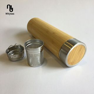 Bình giữ nhiệt vỏ tre 350ml có lõi lọc trà đơn