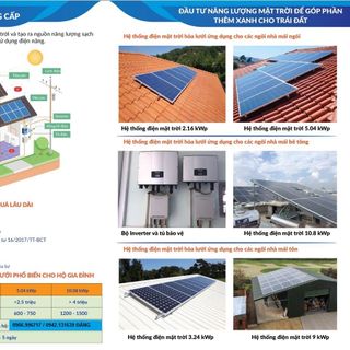 CUNG CẤP THI CÔNG HỆ THỐNG NĂNG LƯỢNG MẶT TRỜI HÒA LƯỚI 3KW5KW10KW15KW