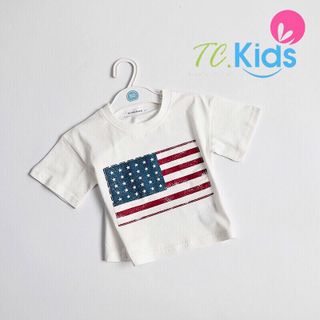 Áo thun in lá cờ Mỹ bé gái giá sỉ tphcm