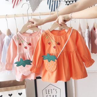 Đầm tay dài thêu cherry bé gái giá sỉ tphcm