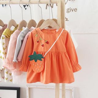 Đầm tay dài thêu cherry bé gái giá sỉ tphcm