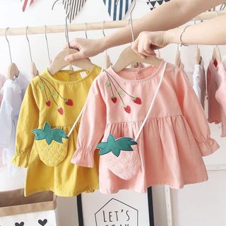 Đầm tay dài thêu cherry bé gái giá sỉ tphcm