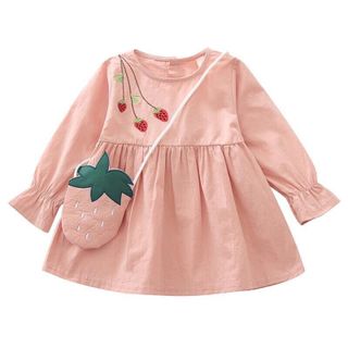 Đầm tay dài thêu cherry bé gái giá sỉ tphcm