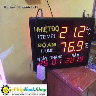 Đồng hồ treo tường Nhiệt độ - Độ ẩm - Ngày Tháng Năm - 2019