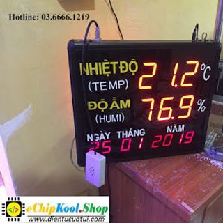 Đồng hồ treo tường Nhiệt độ - Độ ẩm - Ngày Tháng Năm - 2019