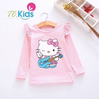 Áo sọc tay dài bèo cánh tiên bé gái giá sỉ tphcm