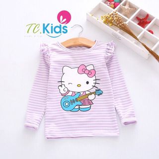 Áo sọc tay dài bèo cánh tiên bé gái giá sỉ tphcm