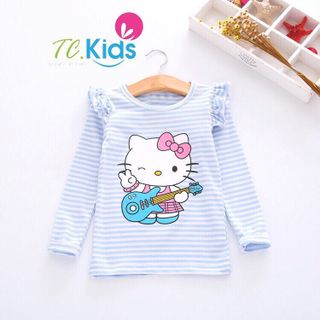Áo sọc tay dài bèo cánh tiên bé gái giá sỉ tphcm