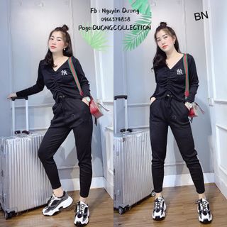 đồ bộ thể thao nữ mùa hè đẹp hàn quốc giá rẻ dài tay rút ngực YN BN 801391 Kèm Ảnh Thật