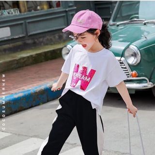 Bộ thun W phong cách bé gái