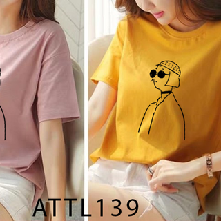 ÁO THUN NỮTAY LỠ IN HÌNH VẼ CÔ GÁI TÓC NGẮN CỰC HOT FREE SIZE -ATTL139