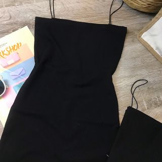 Đầm zip đen 2 dây bún TK cao cấp