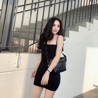 Đầm zip đen 2 dây bún TK cao cấp