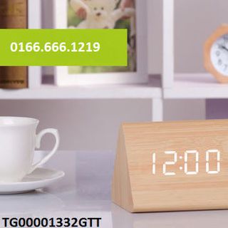 Đồng hồ Led gỗ tam giác để bàn Ngày Tháng Năm - Nhiệt kế