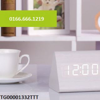 Đồng hồ Led gỗ tam giác để bàn Ngày Tháng Năm - Nhiệt kế