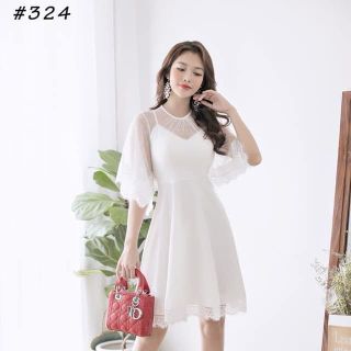 Đầm Dự Tiệc Lưới Phối Ren