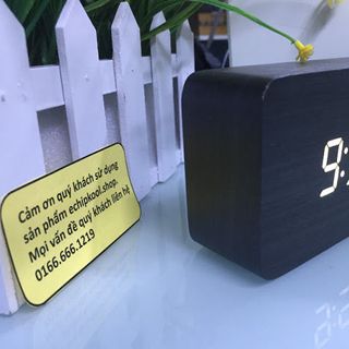 Đồng hồ Led gỗ hình chữ nhật để bàn Nhiệt độ - Độ ẩm