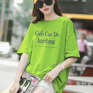 ÁO THUN TAY LỠ IN CHỮ GIRLS CAN DO ANYTHING THEO PHONG CÁCH HÀN QUỐC FREE SIZE - ATTL48 giá sỉ