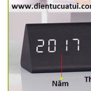 Đồng hồ gỗ led tam giác để bàn Nhiệt độ - Độ ẩm