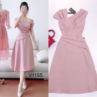 Đầm xòe lệch vai vắt chéo eo v1155
