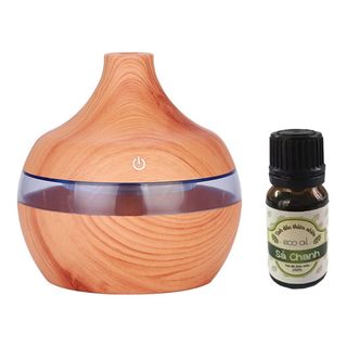 Máy xông tinh dầu bình xông tinh dầu vân gỗ tặng kèm tinh dầu 10ml