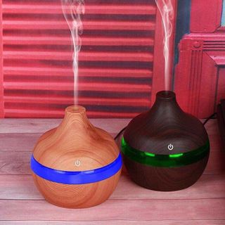 Máy xông tinh dầu bình xông tinh dầu vân gỗ tặng kèm tinh dầu 10ml
