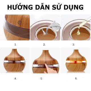 Máy xông tinh dầu bình xông tinh dầu vân gỗ tặng kèm tinh dầu 10ml