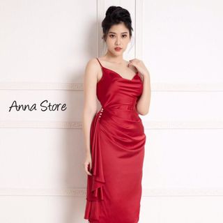 Đầm Thiết Kế 2 Dây Đính Ngọc Phần Eo