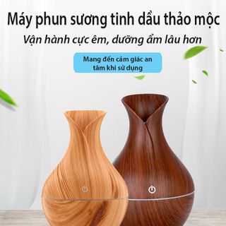 Máy xông tinh dầu lọ hoa vân gỗ tặng kèm tinh dầu 10ml giá sỉ