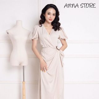 Đầm Thiết Kế Cổ V Đính Khoen Eo