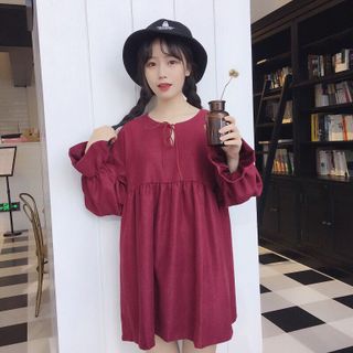 Đầm baby doll ulzzang dài tay