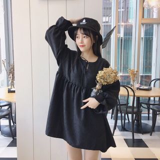 Đầm baby doll ulzzang dài tay
