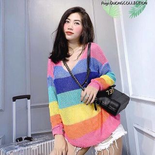 áo len sọc cầu vòng