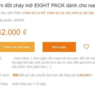 Kem Đốt Cháy Mỡ Eight Pack đặc biệt cho nam và nữ giới