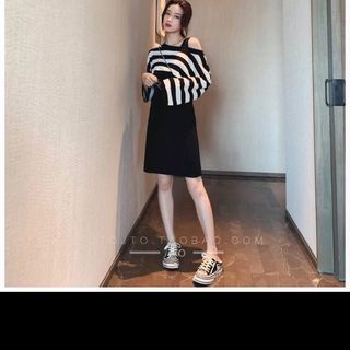 set bộ đồ nữ đẹp chất cá tính dễ thương giá rẻ váy ba lỗ áo croptop kẻ BN 25770