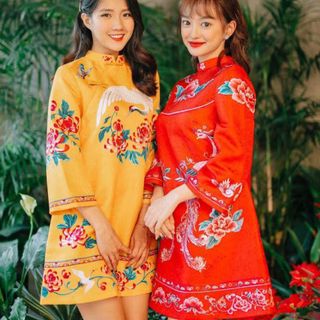 Áo dài cách tân gấm Hà Cúc