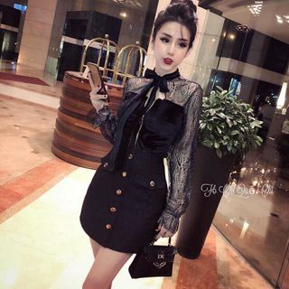 Set cv áo nhung phối ren